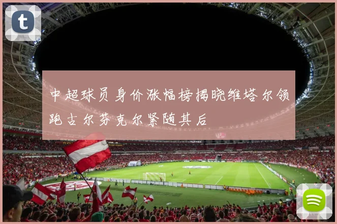 中超球员身价涨幅榜揭晓维塔尔领跑古尔芬克尔紧随其后